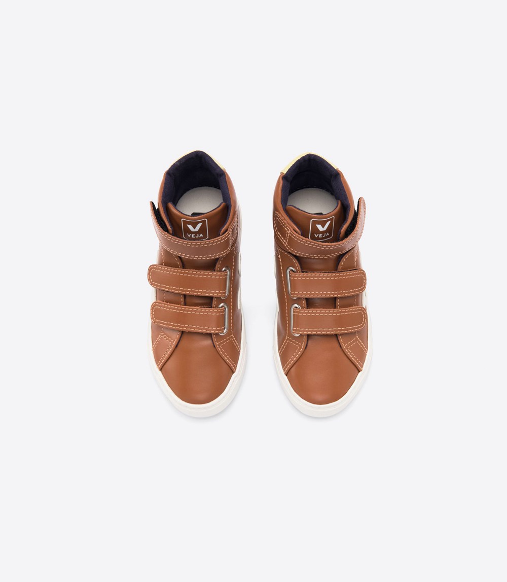 Veja Sneakers Kids - Esplar Mid Velcro Leather - Brown/White - 9316USZTN